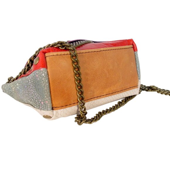 EBARRITO Colorblock Leather Chain Crossbody /Mini Bag Wristlet - Made in ITALY - Picture 6 of 11